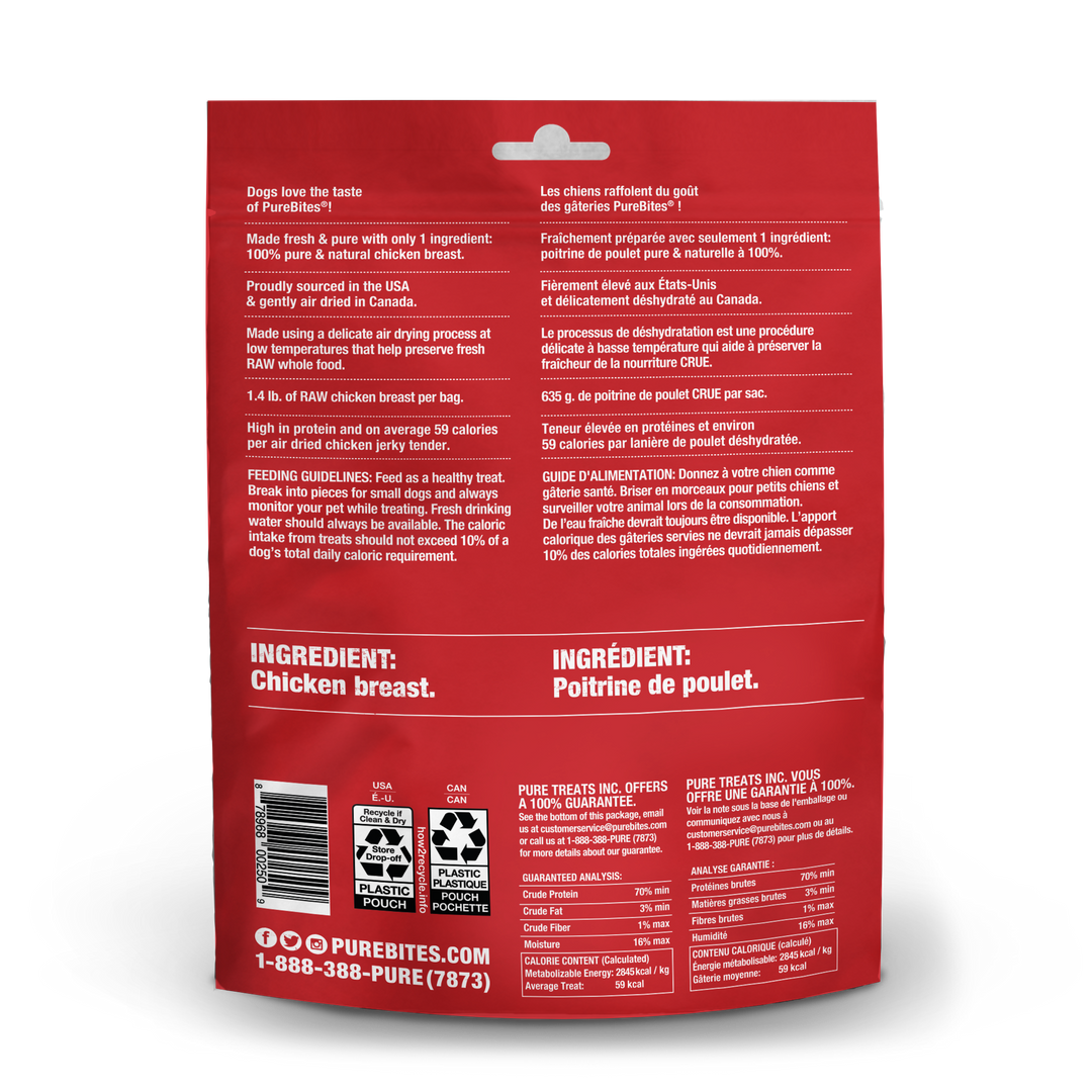 PureBites - Poitrine de Poulet - Gâteries de Jerky Déshydratées pour Chiens