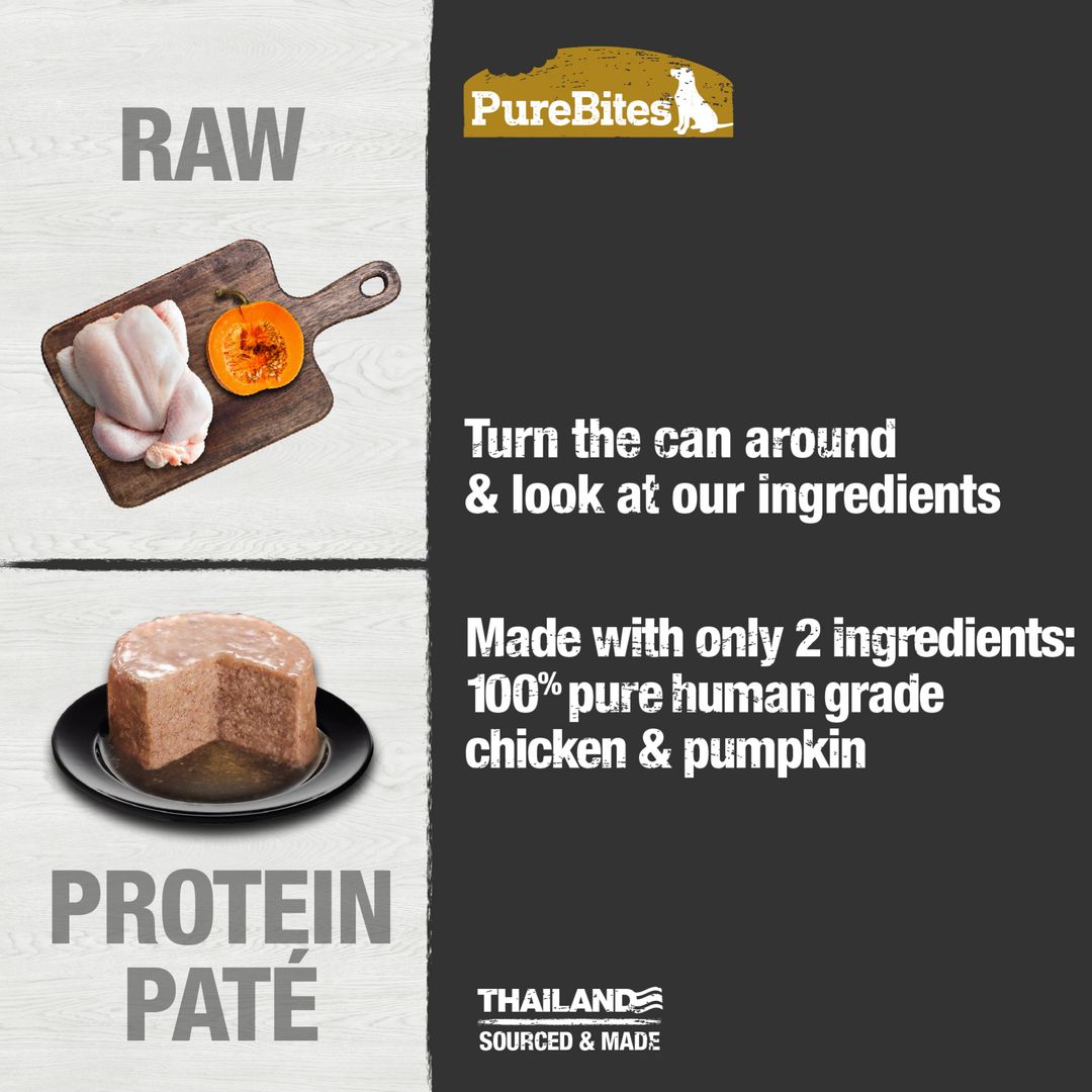 Purebites - Pâté 100% Pur Poulet et Citrouille - Nourriture Humide pour Chiens