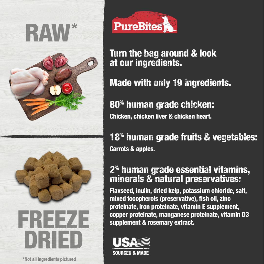 Purebites - Poulet Lyophilisé - Garniture ou Nourriture Sèche pour Chiens