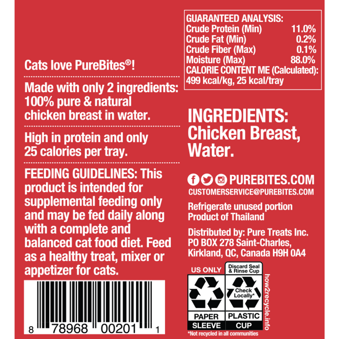 PureBites - Chat 100% Pur Poulet dans l'Eau - Nourriture Humide Sans Grains pour Chats
