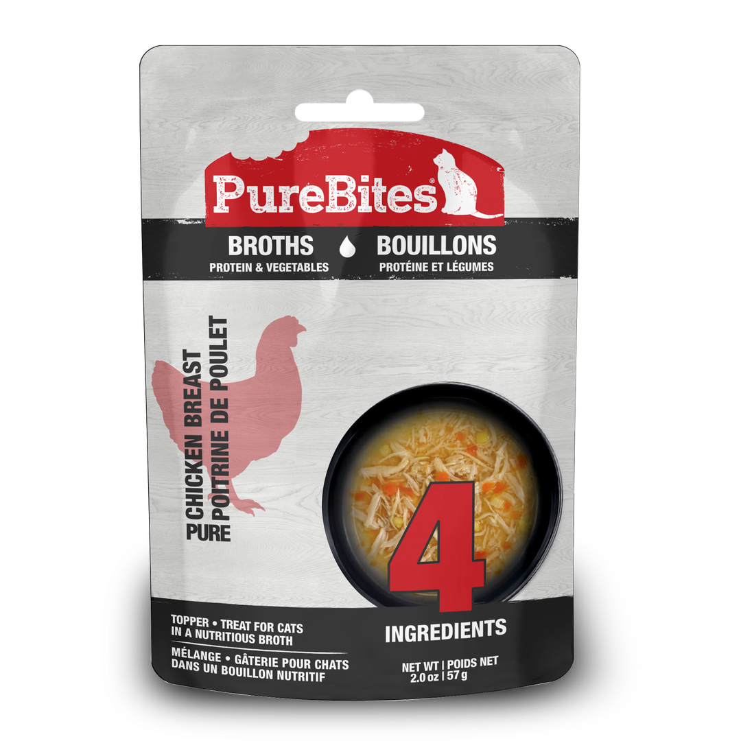 PureBites - Chat Poitrine de Poulet et Légumes en Bouillon - Garniture pour Chats en Sachet