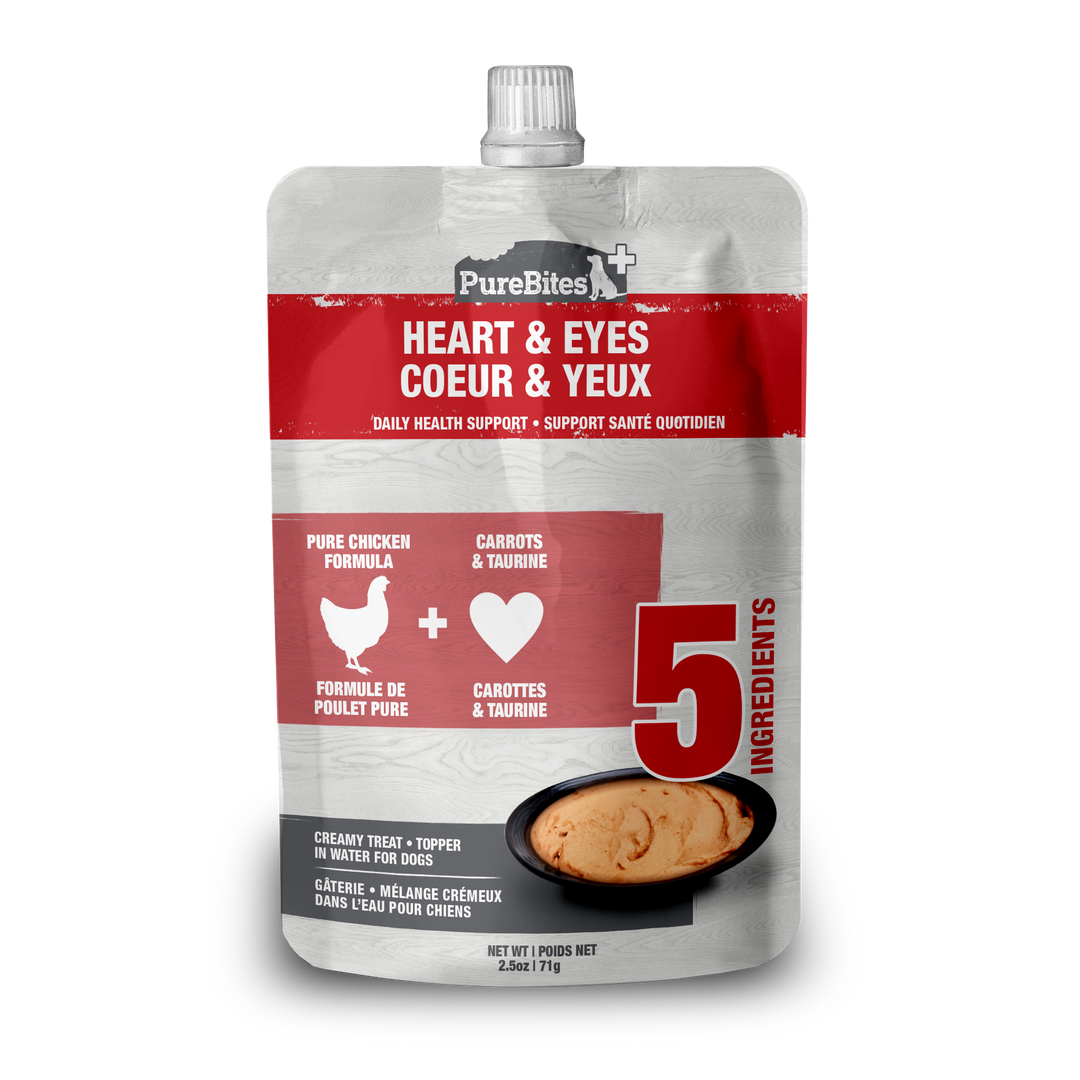 Purebites - Coeur et Yeux, Poulet Pure et Carottes - Mélange Crémeux dans l'Eau pour Chiens en Pochette