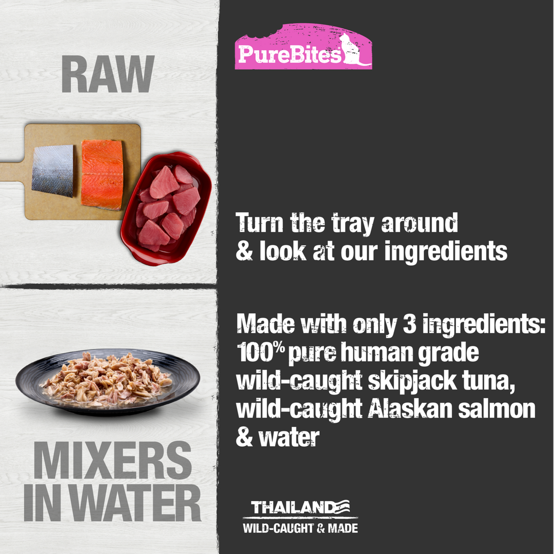 PureBites - Chat 100% Pur Thon et Saumon dans l'Eau - Nourriture Humide Sans Grains pour Chats