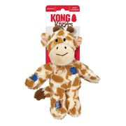 Kong - Girafe à Noeuds Sauvages - Jouet en Peluche avec Couineur pour Chiens