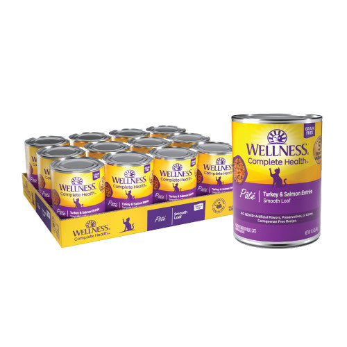 Wellness Complete Health - Pâté de Dinde et Saumon - Nourriture Humide Sans Grains pour Chats Adultes