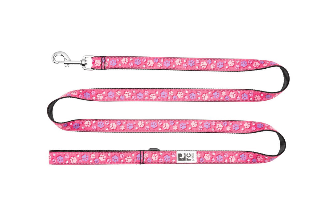 RCP Laisse Motif 1x72" Traces de Pattes Rose