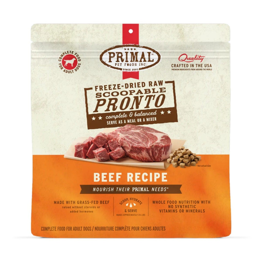 Primal Pronto - Boeuf Nourri à l'Herbe - Nourriture Sèche Lyophilisée pour Chiens