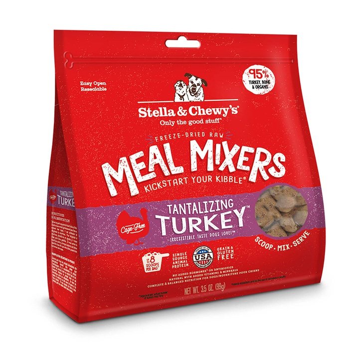 Stella & Chewy's Meal Mixers - Dinde Alléchante - Complément Alimentaire Lyophilisée Sans Grains pour Chiens