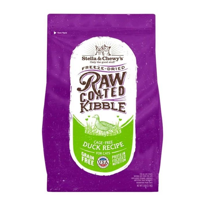 Stella & Chewy's Raw Coated - Canard Élevé en Liberté - Nourriture Sèche Sans Grains pour Chats