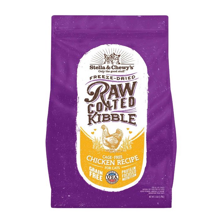 Stella & Chewy's Raw Coated - Chat Poulet Élevé en Liberté - Nourriture Sèche Sans Grains pour Chats