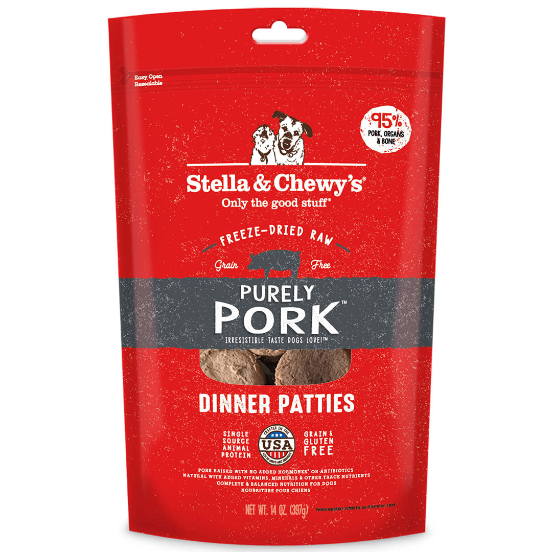 Stella & Chewy's Dinner Patties - Chien Galettes de Porc - Nourriture Sèche Lyophilisée Sans Grains pour Chiens