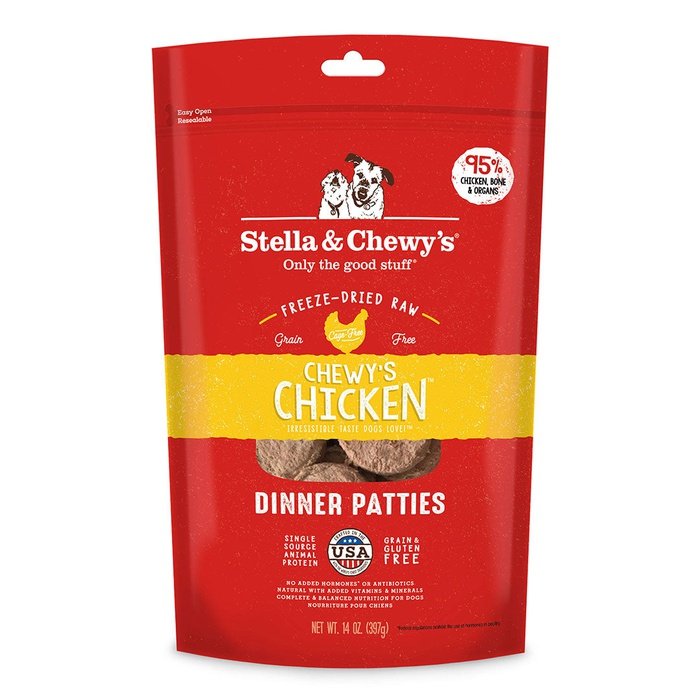 Stella & Chewy's Dinner Patties - Galettes de Poulet - Nourriture Sèche Lyophilisée Sans Grains pour Chiens
