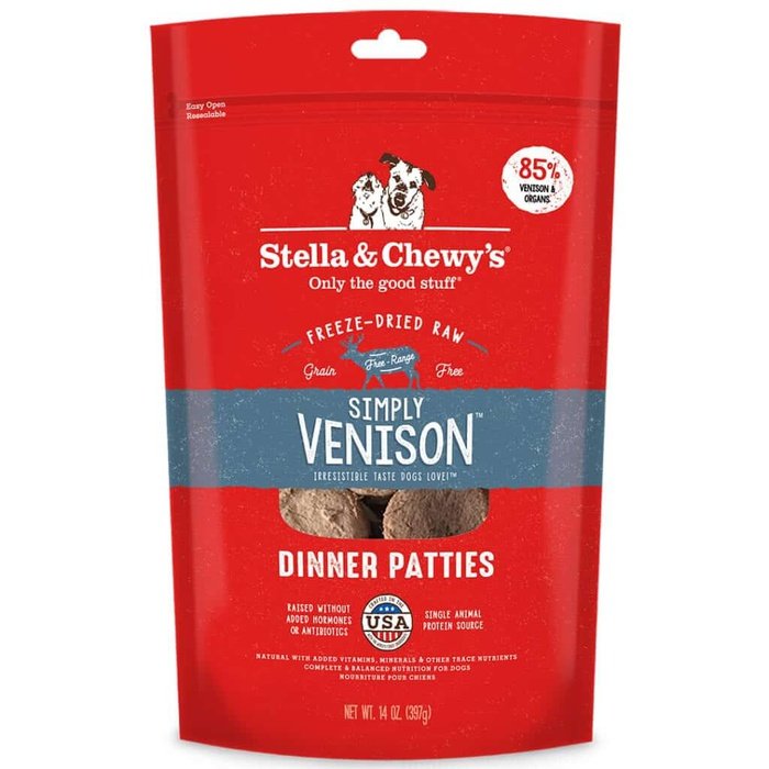 Stella & Chewy's Dinner Patties - Galettes de Venaison - Nourriture Sèche Lyophilisée Sans Grains pour Chiens