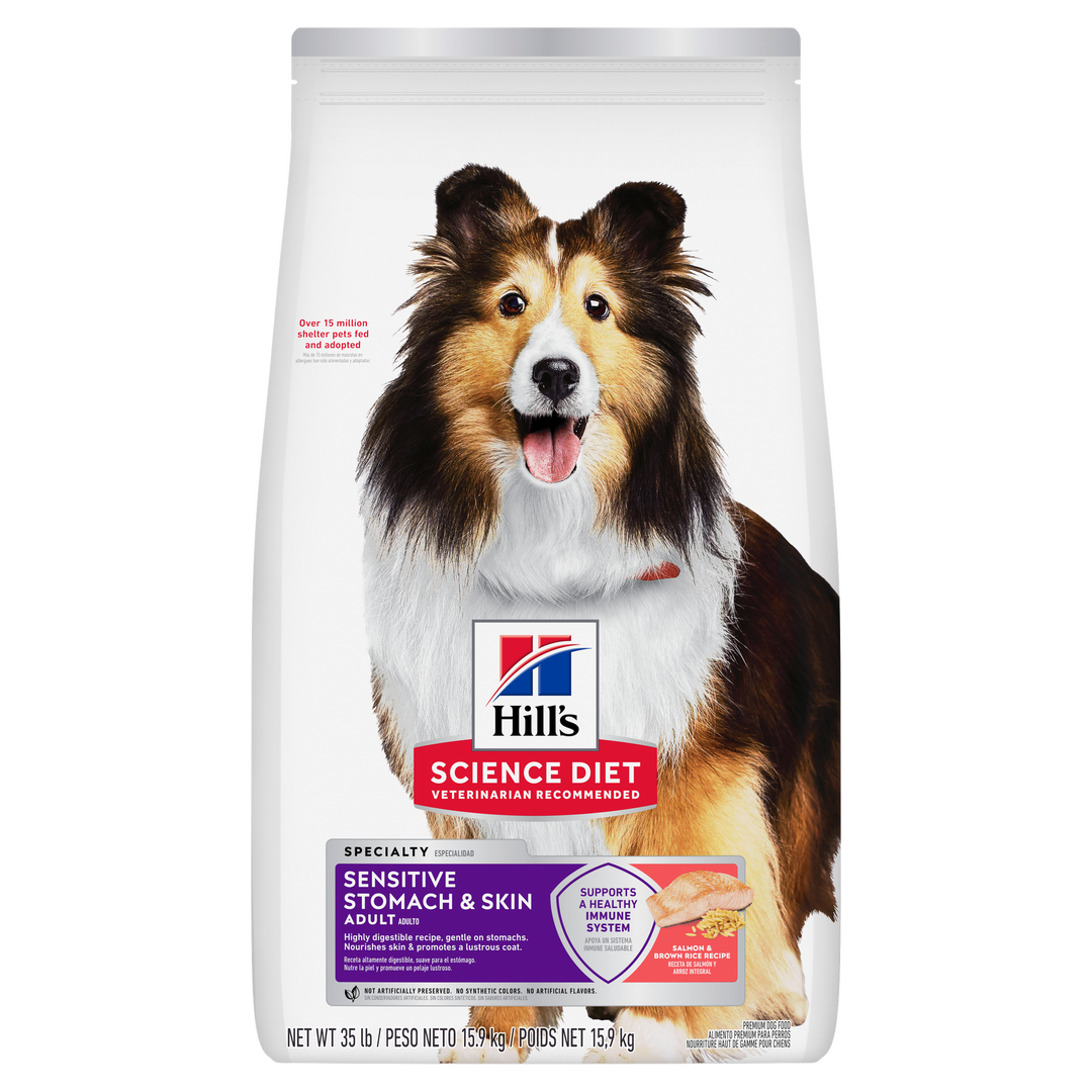 Hill's Science Diet - Estomac et Peau Sensibles, Saumon et Riz Brun - Nourriture Sèche pour Chiens Adultes