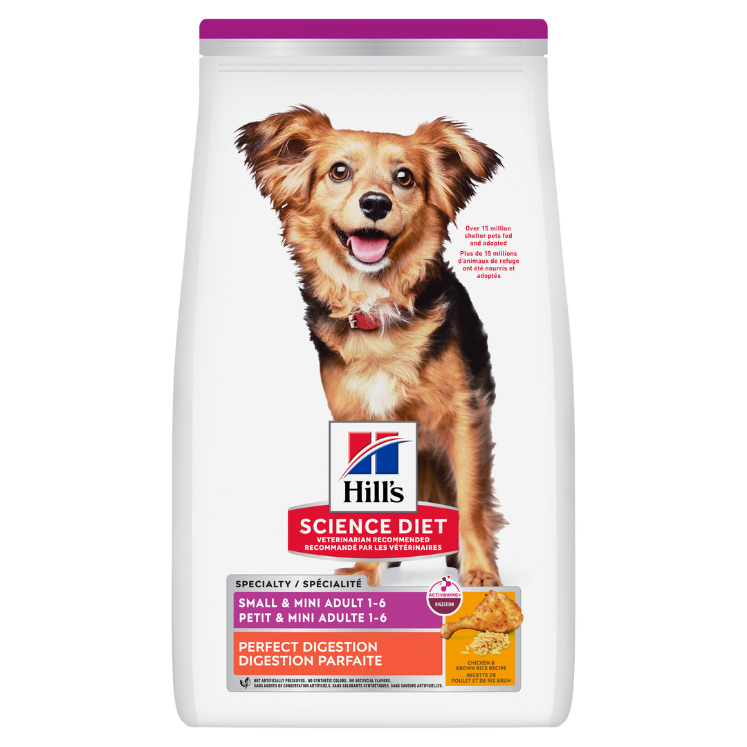Hill's Science Diet - Digestion Parfaite, Poulet et Riz Brun - Nourriture Sèche pour Chiens Adultes de Miniatures et Petites Races Adultes 1-6 Ans